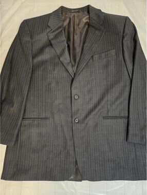 Hickey Freeman Collection Pinstripe Suit Jacket Blazer | Made in USA | Charcoal